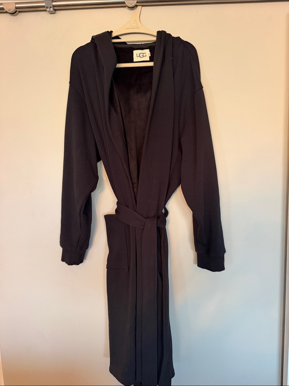 UGG Black Hooded Long Robe with Belt